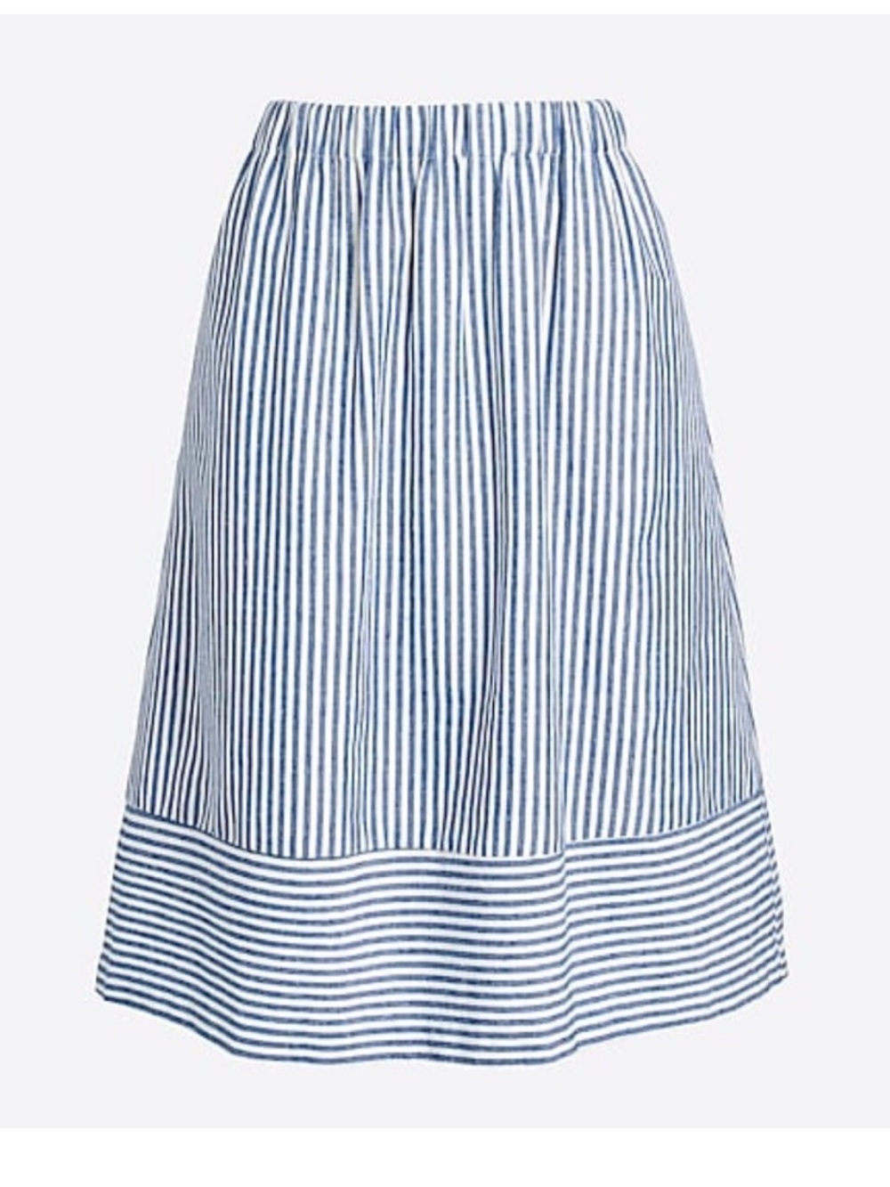 J. Crew Blue and White Striped A-Line Skirt
